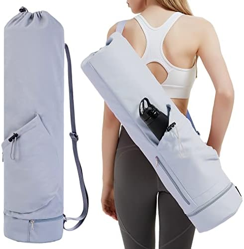 sportsnew Yoga Mat Bag with Water Bottle Pocket and Bottom Wet Pocket, Exercise Yoga Mat Carrier Multi-Functional Storage Bag, Blue