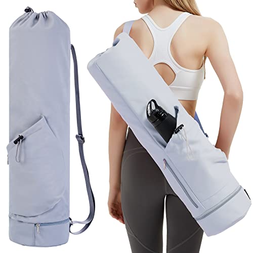 Yogatasche mit Nassfach und Flaschentasche Sporttasche Damen Verstellbarer Schultergurt Gym Yoga Tasche für Pilates Yogamatten & Yoga-Zubehör, Blau(Patent Angemeldet)