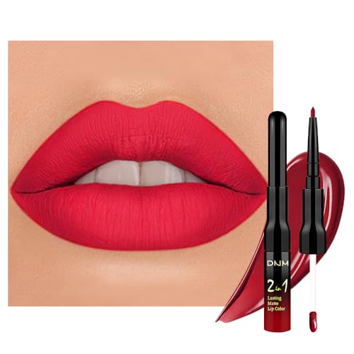 Image of evpct 1Pcs Fire Bright Red Matte Lip Liner & Liquid Lipstick Stain Makeup Set for Women, Red Lip Liner Stain Long Lasting Waterproof Smudge Proof, Cruelty Free Lip Stick Makeup 24 hours originales, 64