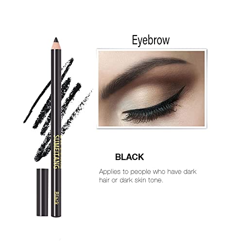 Zevni Sumeitang Eyeliner Pencil 12 Pcs 2 In 1 Wooden Black Eye Liner & Eyebrow Pencil Women Makeup Easy To Color Long Lasting Waterproof #TOP2