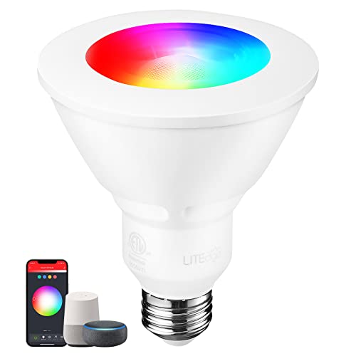 TORCHSTAR PAR30 WiFi Smart Spotlight Bulbs, RGB LED Color Changing Light, 10W, Google Assistant Amazon Alexa Compatible, 60W Equivalent, 2000K-5000K Tunable White CCT, E26 Base, No Hub Required by TORCHSTAR - Used condition - US$11.89