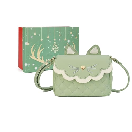 Gladdon Katze Handtasche,klein Umhängetasche Katzentasche crossbody bag niedliche kleine Messenger Tasche Verstellbarer Schultergurt Geldbörse für Teenager Mädchen Frauen Mit Geschenkbox(Grün)