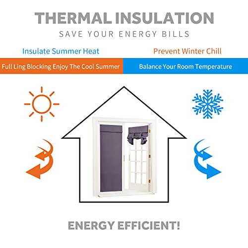 RYB HOME Door Window Curtain 69 inch - Privacy Room Darkening Window Curtains for Patio/Front/Tricia/French Door Sidelight, W26 x L69 inch, 1 Panel, Grayish Purple