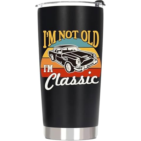 AREOK Dad Gifts from Daughter Son Kids - Mens Gifts for Dad Grandpa - Birthday Gift for Men - Dad Grandpa Mens Christmas Gift, I am Not Old I am Classic 20 OZ Dad Grandpa Tumbler Cup Cover