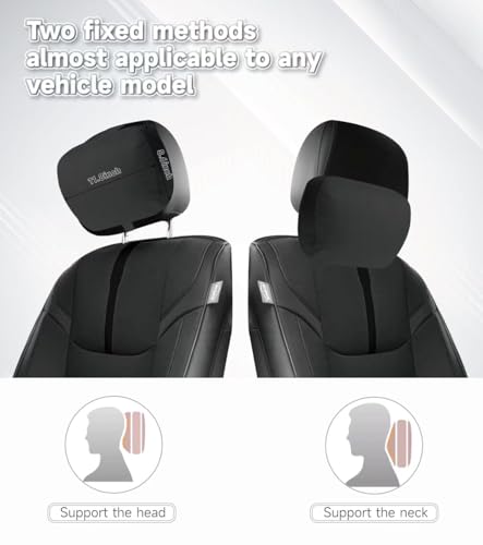 Image of 2Pcs Car Neck Pillow, Super Soft Du-Pont Bio cotton Neck Pillow for Driving, Suede Fabric Car Headrest Pillow, Make Your Driving More Comfortable, Suitable for Driving, Traveling (Interstellar Black)