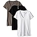 Clementine Women's Deep V-Neck Tee, Black/White/Warm Grey, X-Large (Pack of 3)