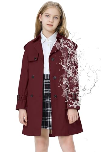 Image of Betusline Womens & Girls Waterproof Trench Coat Double Breasted Lapel Overcoat Outerwear, 3 Years - Women 2XL