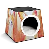 Chaleur et Confort : La paroi intérieure de la niche pour chat est en tissu résistant au froid, équipée de coussins épais et moelleux.