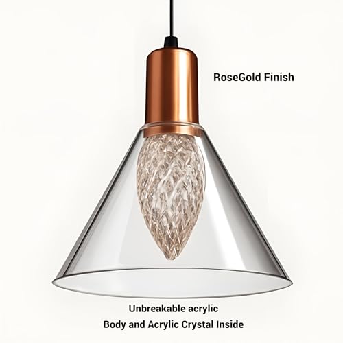 Image of FILLISKA Luxurious Hanging /Pendant Light. Warmwhite Light (Acrylic RoseGold-163)