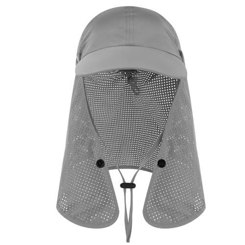 TAGVO Gorra de béisbol de Secado Rápido para Hombre Mujer, Sombrero de Sol Protección UV con Solapa Desmontable para El Cuello, Gorras de Pescador de Plegable Ligero Transpirable para Exterior
