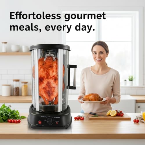 NutriChef Countertop Vertical Rotating Oven - Rotisserie Shawarma Machine, Kebob Machine, Stain & Heat Resistant Door & Energy Efficient, Includes Kebob Rack with 7 Skewers (PKRTVG34) by Nutrichef - Image 2