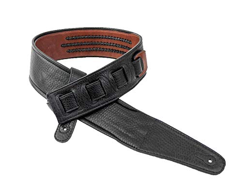 Walker & Williams G-556 London Tan Tooled Leather Strap With Leather Lacing For Acoustic, Electric, And Bass Guitars #TOP16