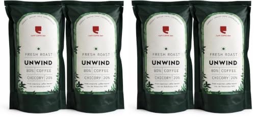 Image of Cafe Coffee Day-Unwind(80% Coffee & 20% Chicory) 200 Gm Each(Pack Of 4) Medium To Dark Roast South Indian Filter Coffee Powder Bag Fresh From Chikmagalur Factory