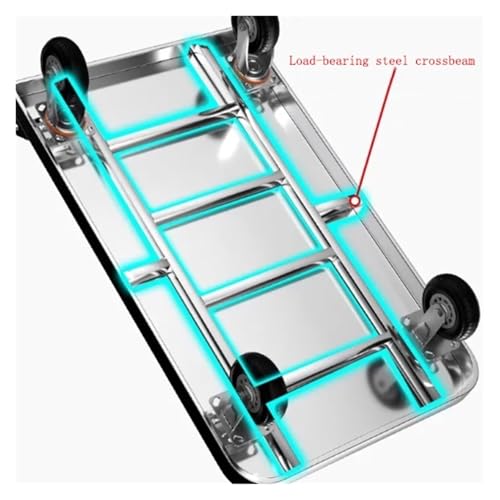 Carretilla plegable de acero inoxidable con rueda de freno 6 pulg miniatura 5