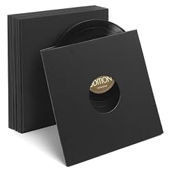 16 Pcs Record Jackets Cardboard with Center Hole, 12 Inch Vinyl Record Paper Sleeves, Protective Outer Sleeves for 45 RPM, Square Album Jackets for Vinyl Records Collections Storage(Matte Black) - Les Beatles, Paul McCartney, John Lennon, RIngo Starr, George Harrison