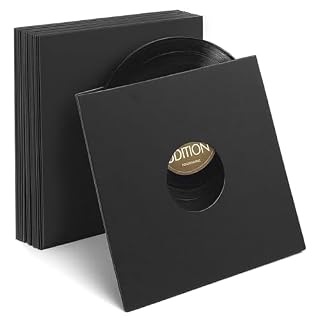 16 Pcs Record Jackets Cardboard with Center Hole, 12 Inch Vinyl Record Paper Sleeves, Protective Outer Sleeves for 45 RPM, Square Album Jackets for Vinyl Records Collections Storage(Matte Black) - Les Beatles, Paul McCartney, John Lennon, RIngo Starr, George Harrison
