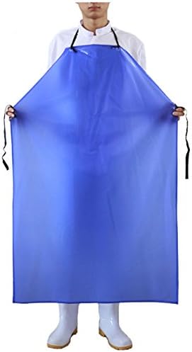 Surblue Waterproof Rubber Vinyl Apron, 47" Plus Size Aprons, Anti-Corrosion Rubber Heavy Duty Apron, Project Industrial Chemical Resistant Work Safe Clothes, Butcher, Dishwashing, Lab Work, Dog Grooming, Cleaning Fish, Blue