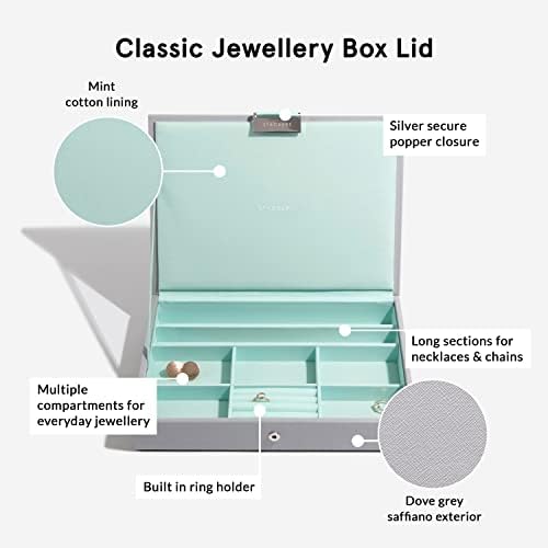 Stackers Dove Grey with Mint Green Classic Medium Jewellery Box, Set of 3