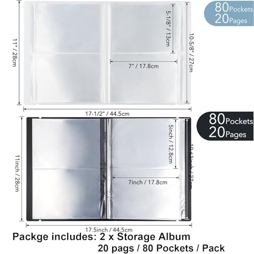 Image of 2 Pack Large Sticker Photo Storage Album, Stamp & Cutting Dies Storage Book Organizer Folder for Cards Storage DIY Scrapbooking Card Making Supplies 20 Pages 80 Pockets / Pack ( Clear + Black)