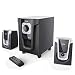 Produktbild Hama 2.1 Soundsystem mit Fernbedienung, 20W PR-2120 (für PC/TV/Smartphone/Tablet, Aktiv-Boxen mit Subwoofer, Bluetooth, USB-Anschluss, SD-Karten-Slot) Lautsprecher-System schwarz/silber