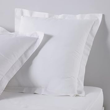 Today Essential Set of 2 Pillowcases 63 x 63 cm, 100% Cotton, Plain Colour, Chalk