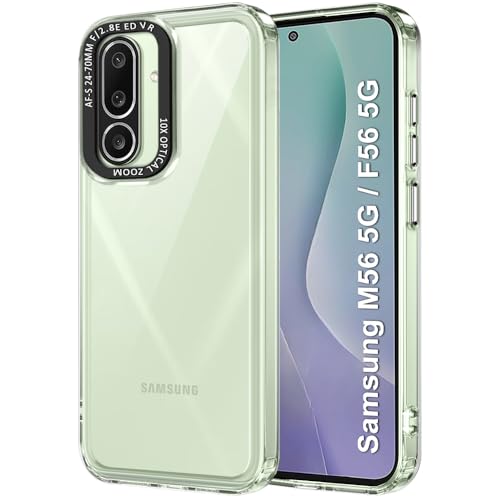 Image of TheGiftKart Hybrid Shockproof Back Cover Case for Samsung Galaxy M56 5G / F56 5G | Stylish Camera Border | Electroplated Buttons | Crystal Clear Hard Back Cover Case (TPU & PC, Transparent Bumper)