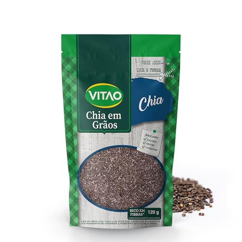 VITAO Chia em Grãos 120g – Fonte de Fibras, Proteínas, Ômega-3, Antioxidantes e Sem Glúten