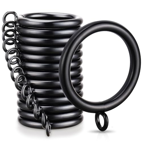40 PCS Curtain Rings, 1.5 Inch Thickened Curtain Rings Metal Drapery Ring for Curtain Rods Black
