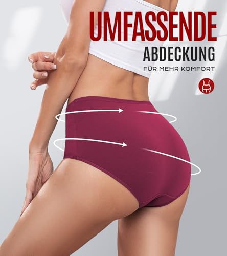 Ruixue Unterhosen Damen Baumwolle, 5er Pack Hohe Taille Unterwäsche Frauen Slips Damen Stretch Panties, Bequeme Slips Damen, Atmungsaktiv Panties - Bild 3
