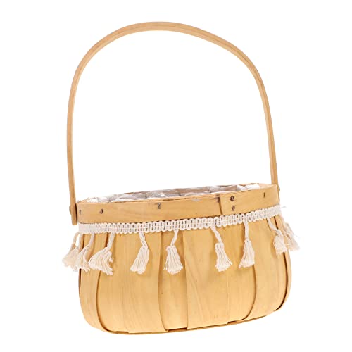 PRETYZOOM 1pc Ellipse Lace Woven Basket Portable Handmade Flower Organizer for Sundries Small for Home and Easy Storage