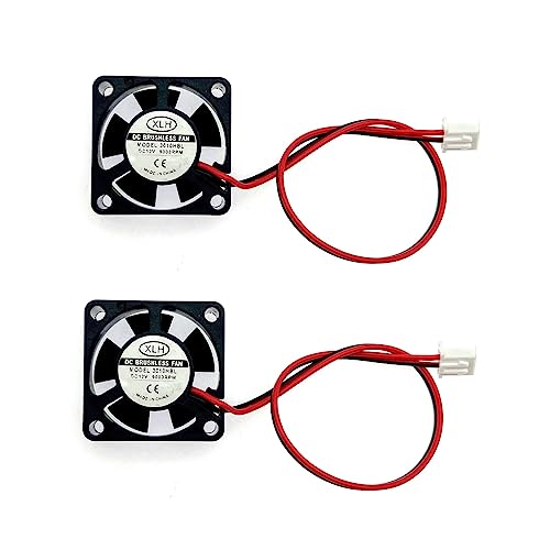 JZK 2PCS 30x30x10mm 2pin DC 12V mini silent cooling fan with wires 3010 small quiet cooling fan 30mm 3cm miniature brushless DC fan 12V, 3D printer fan with cable, heatsink fan