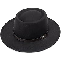 DRESHOW Sombrero de ala ancha Fedora para mujer Hebilla de