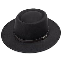 DRESHOW Fedora-Hut mit breiter Krempe für Damen Gürtelschnalle Retro-Panama-Schlapphut