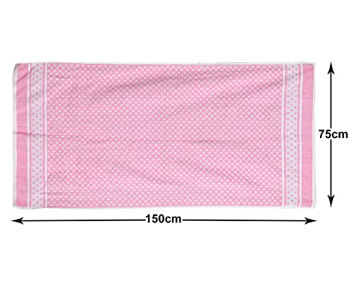 Image of Kuber Industries Multiuses Dot Printed Soft Cotton Bath Towel, 30 inchx60 inch- Pack of 2 (Orange & Pink)