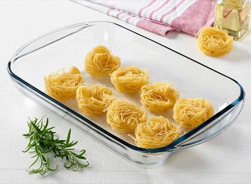 9x13 Glass Baking Dish, 3 Quart Baking Pan with Handles, Oven & Freezer Safe, Rectangular Glass Casserole Dish for Baking, Cooking, Lasagna