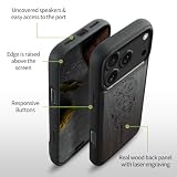 Carveit Magnetyczne drewniane etui do iPhone'a 17 Pro, grawerowane drewno rzemieślnicze i czarne, miękkie, TPU, odporne na wstrząsy etui, kompatybilne z bezprzewodowymi ładowarkami MagSafe (The