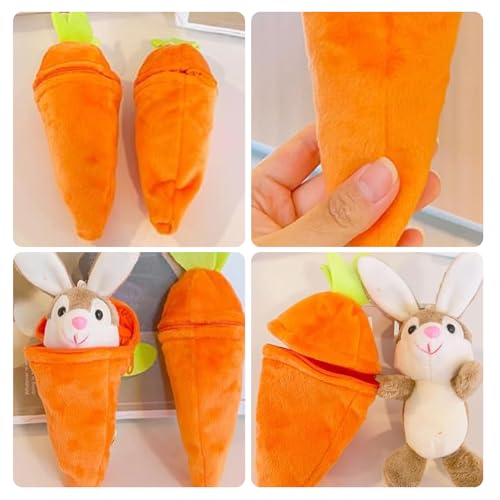 YFCJYBF 2PCS Hase Karotte Kuscheltier, Plüschspielzeug,Ostern Stoffhase,Wendbarer Karottenhase, Karotten-Schlüsselanhänger, Flauschiger Hase, Verst