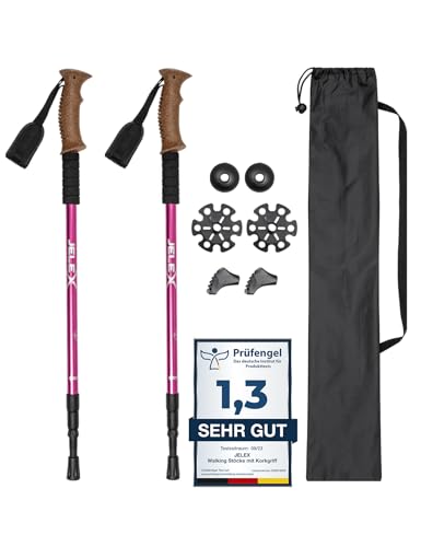 JELEX Nature Teleskop Walking Stöcke für Nordic Walking verstellbar, inkl. diverser Aufsätze für Outdoor Aktivitäten, ultraleichte Wanderstöcke mit Antishock-Technologie (Rosa Premium) JELEX Nature Teleskop Walking Stöcke für Nordic Walking verstellbar, inkl. diverser Aufsätze für Outdoor Aktivitäten, ultraleichte Wanderstöcke mit Antishock-Technologie (Rosa Premium)