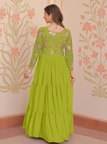 Image of FOXDX Womens Faux Georgette Sequence Embroidered Ankle Length Anarkali Gown for Women| Festival | Trending |