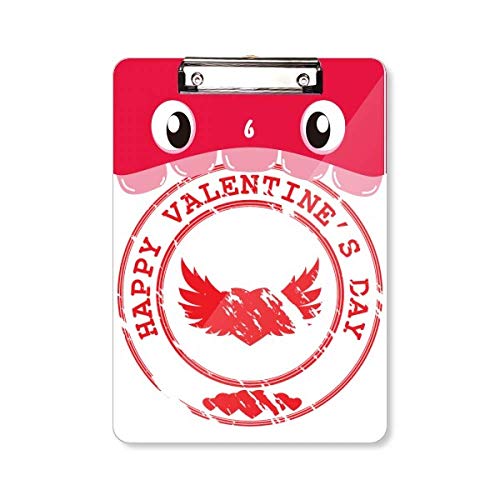 Porte-bloc A4 Happy Valentine's Day rouge avec attache en métal pour bureau