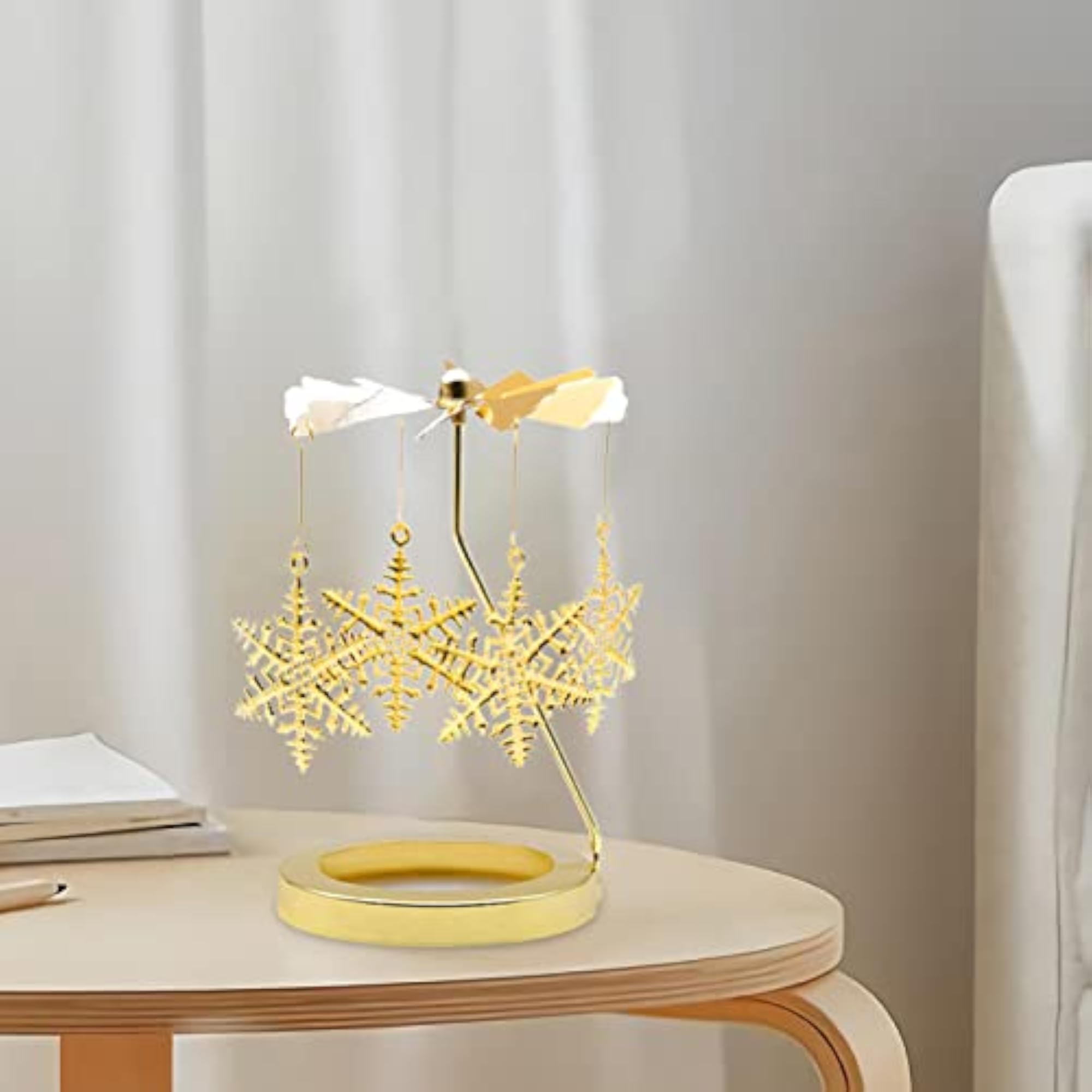 Rotating Snowflake Candle Holder for Living Room Decor