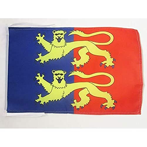 AZ FLAG - Drapeau Manche - 45x30 cm - Pavillon Département Français - Normandie 100% Polyester Avec Deux Cordelettes - 20g