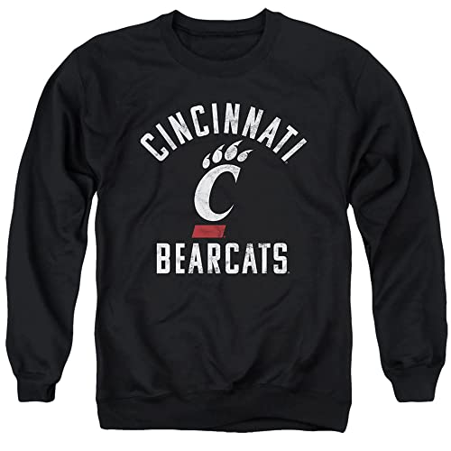 University of Cincinnati Official Bearcats Logo Unisex Adult Crewneck Sweatshirt, University of Cincinnati, Black, Small