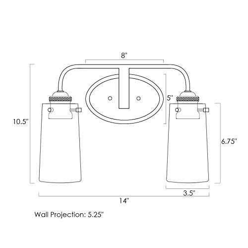 Kira Home Rayne 14" Modern Farmhouse 2-Light Vanity/Bathroom Light, Seeded Glass + Matte Black Finish #TOP5
