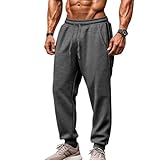 Asamqu Mens Jogger Sweatpants Stretch Waist Drawstring Casual Athletic Pants with Pockets Darkgrey