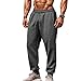 Asamqu Mens Jogger Sweatpants Stretch Waist Drawstring Casual Athletic Pants with Pockets Darkgrey