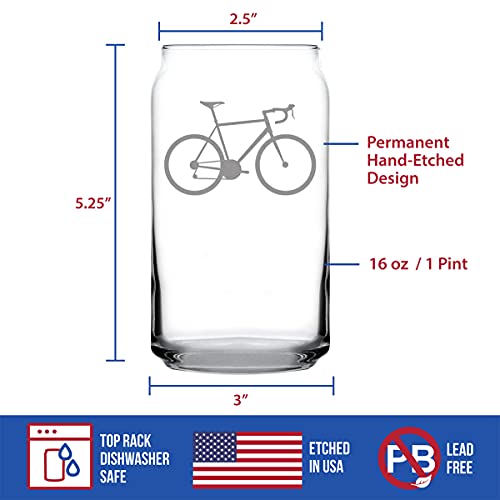 Bicycle - Beer Can Pint Glass - Unique Road Biking Themed Decor And Gifts For Cyclists - 16 Oz Glasses #TOP4