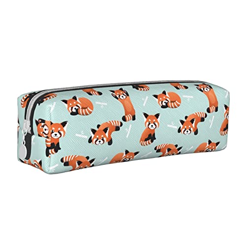 Cute Red Panda Print Pencil Case Pencil Holder Pouch with Zipper Durable Pen Pencil Bags Box Stationery Desk Organizer for Women Men Office