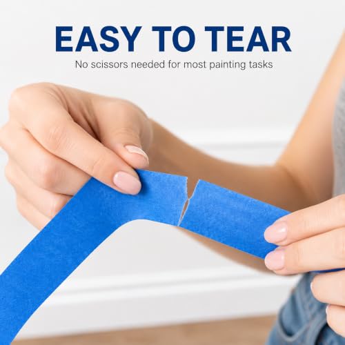 Moxitac Blue Painters Tape 4 Rolls, 0.94 Inch x 30 Yards, Blue Masking Tape and Paint Tape for Painting, DIY Projects, Classroom Activities, Decoration, Labeling, Wall Trim, Easy Tear Paper Tape by Moxitac - Used condition - Image 9