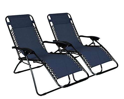 Odaof Zero Gravity Chair Recliner Outdoor Patio Lounge Chair W/Cup Holder, 2 Pack, Blue #TOP5